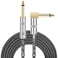 JOLGOO Guitar Cable 14 Inch Cable 15 Ft Straight to Right Angle 635mm Plug Bass Keyboard Instrument Cable Black and Gray Tweed Cloth Jacket Electric Mandolin pro Audio