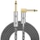 JOLGOO Guitar Cable 14 Inch Cable 15 Ft Straight to Right Angle 635mm Plug Bass Keyboard Instrument Cable Black and Gray Tweed Cloth Jacket Electric Mandolin pro Audio