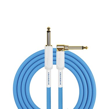 KIRLIN Cable BLI202WFGL10BE 10Feet Straight to Right Angle 14Inch Plug Blueline Instrument Cable with Blue PVC Jacket