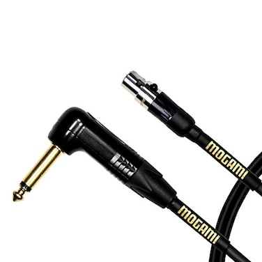 Mogami Gold BPSH TS18R Belt Pack Instrument Cable for Wireless Instrument Systems 14 TS Male Plug to Mini XLRFemale 4Pin Right Angle to Straight Connectors 18 Inch