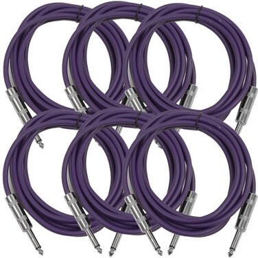 Seismic Audio SASTSX10Purple6PK 10Feet TS 14Inch Guitar Instrument or Patch Cable Purple