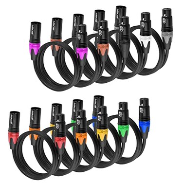 MIKIZ XLR Cables 3 Feet 10 Pack Pro Balanced Short XLR Audio Cables 3Pin XLR Male to Female