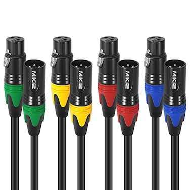 MIKIZ XLR Microphone Cables 6 Feet 4 Pack Pro Balanced 3Pin XLR Male to Female Audio Cables