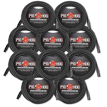 Pig Hog PHM25 25 ft XLR 8mm Tour Grade Mic Cable 10Pack