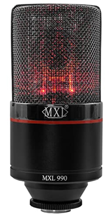 MXL 990 Condenser Microphone for Podcasting Singing Home Studio Recording Gaming Streaming Red LED lights XLR Large Diaphragm Blaze
