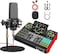 Beyoursun Podcast Equipment Bundle Audio Mixer with Studio Condenser Microphone Live Sound Card Audio Mixer Interface Sound Board Sound Card with Voice Changer Denoise for PC Recording Gaming Podcasti