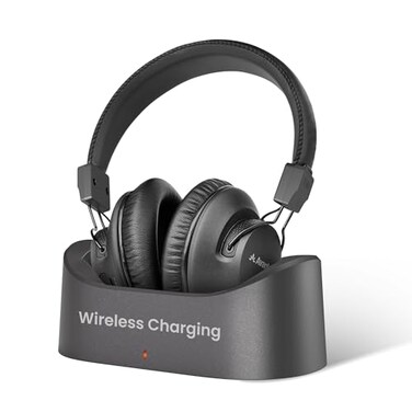 Avantree Audition 3 Bluetooth OverEar Headphones with Wireless Charging Dock 50H Battery aptXAdaptive Clear Voice Compatible with Bluetooth TVs