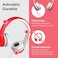 LilGadgets Connect Foldable Headphones Adjustable Fit Soft Touch Padding for Kids with Mic VolumeLimited Noise Reduction OnEar Wired Headset for School with SharePort Red Ages 314