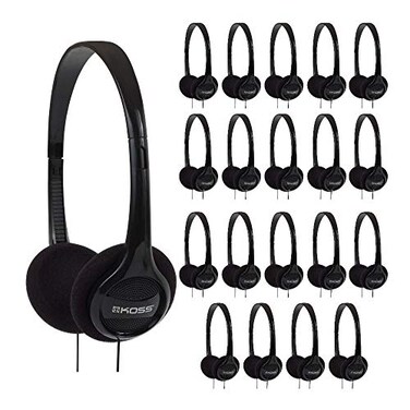 Koss KPH7 Lightweight Portable OnEar Headphones Bundle Black 20Pack