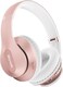 Glynzak Wireless Bluetooth Headphones Over Ear 65H Playtime HiFi Stereo Headset with Microphone and 6EQ Modes Foldable Bluetooth V60 Headphones for Travel Smartphone Computer Laptop Rose Gold