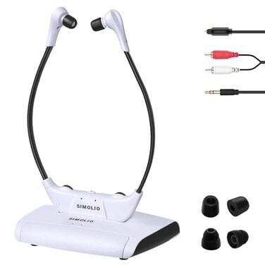 SIMOLIO Wireless Headphones for TV Watching wClarified Dialog 164FT Range TV Headset for Seniors wBalance Control Enhanced Voice TransmitterCharging Dock Gifts for Elderly No Audio Delay