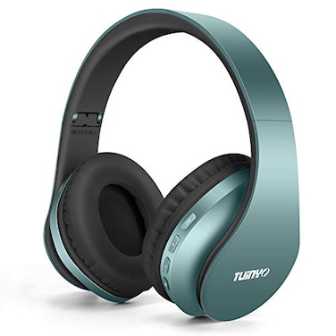 TUINYO Wireless Headphones Over Ear Bluetooth Headphones with Microphone Foldable Stereo Wireless Headset Silver Blue