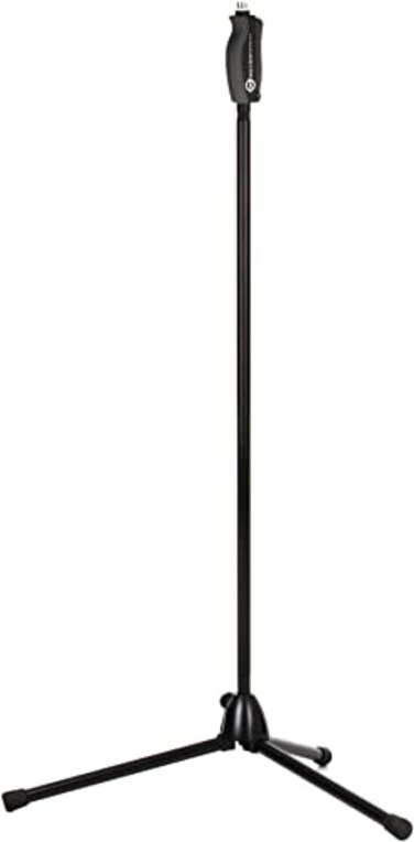 K&M KM Knig Meyer 2568057755 One Hand Microphone Stand Soft Touch Easy Clutch for Adjustable Height Mic Mount Holder Foldable Tripod Base Professional Grade Made In Germany Black