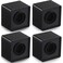 Landhoow 4 Pcs Mic Flags Square Cube Microphone Flags Station Portable Custom Interview Mic Station with Foam Microphone Accessories for Interview Reporter Host Halloween CosplayBlack