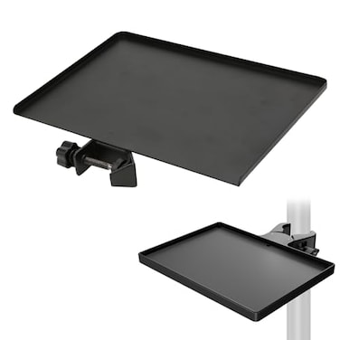 Zunate Microphone Stand ClampOn Utility Shelf Metal Sound Card Tray 551x787 Inch Adjustable Angle Laptop Notebook Rack Holder for Live Streaming Music Studio Stage