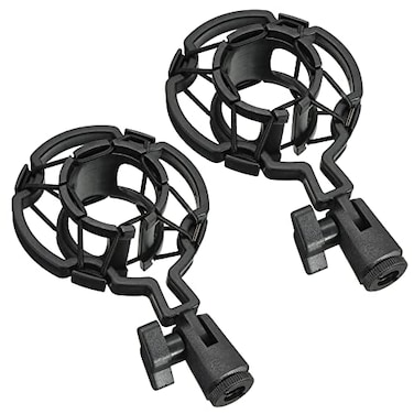 ThtRht 2 Pack Microphone Shock Mount Clip Universal Mic Shock Mounts Holder AntiVibration Spider Bracket for Handheld Microphone Dynamic Mic Stand Stereo Diaphragm Condenser Microphone Boom Arm