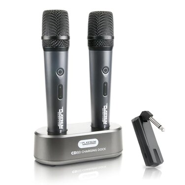 THE PLATINUM The Platinum Wireless Microphone for mic Input UHF Metal Dynamic Handheld Multipurpose mic with Base and Rechargeable Receiver 160ft Range Suitable for Karaoke MachineAmplifier SpeakeMixe