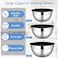 LIANYU Mixing Bowls with Lids Set of 3 Large Small Stainless Steel Nesting Metal Bowls for Kitchen Storage Dishwasher Safe Size 15QT 3QT 46QT Black