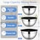 LIANYU Mixing Bowls with Lids Set of 3 Large Small Stainless Steel Nesting Metal Bowls for Kitchen Storage Dishwasher Safe Size 15QT 3QT 46QT Black