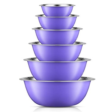 JoyJolt Stainless Steel Mixing Bowl Set of 65qt to 05qt Nesting Bowls for Dough Batter Baking