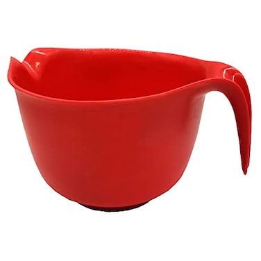 Glad Mixing Bowl with Handle 3 Quart Heavy Duty Plastic with Pour Spout and NonSlip Base Dishwasher Safe Kitchen Supplies for Cooking and Baking Red