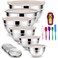 Rottay Mixing Bowls Set with Airtight Lids 20PCS Stainless Steel Nesting Bowls Size 7 4 3 2 15 1QT Bowls with 3 Grater Attachments NonSlip Bottoms for Baking Prepping
