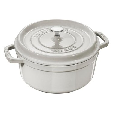 STAUB Staub Cast Iron 7qt Round Cocotte White Truffle