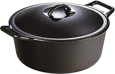 Lodge BOLD Exclusive 7 Quart Premium PreSeasoned Cast Iron Dutch Oven with Lid Dual Handles Use in the Oven on the Stove on the Grill or over the Campfire Black