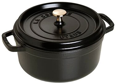 STAUB Staub La Cocotte Round 40500281 Pico Cocotte Round Black 110 inches 28 cm TwoHanded Enameled Pot Waterless Cooking Induction Compatible