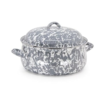 Golden Rabbit Enamelware Dutch Oven 4 quart Grey Swirl
