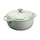 Lodge Essential Enamel Cast Iron Dutch Oven 6 Quarts Perfect for Bread Baking Braising Marinating Slow Cooking Features MoistureSealing Lid Dual Handles Kitchen Essentials Desert Sage