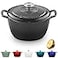 ROSSALLINI Signature Enameled Cast Iron Dutch Oven NonStick Serving Pot with Tight Fitting Lid for Perfect Roasting Baking Sauteing and Bread Making 45Q 42L Oyster Grey
