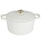 Crock-Pot CrockPot Artisan 5Quart Round Dutch Oven Matte Linen White with Gold Knob Enameled Cast Iron Cookware