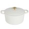 Crock-Pot CrockPot Artisan 5Quart Round Dutch Oven Matte Linen White with Gold Knob Enameled Cast Iron Cookware