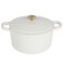 Crock-Pot CrockPot Artisan 5Quart Round Dutch Oven Matte Linen White with Gold Knob Enameled Cast Iron Cookware