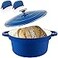 CUKOR 7QT Dutch Oven Pot With Lid Enameled Cast Iron Dutch Ovens for Sourdough Bread Baking NonStick Ceramic Dutch Oven Cooking Pot Oven Safe Blue 10 Pcs Bread Paper Liners