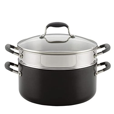Anolon Advanced HardAnodized Dutch Oven Multipurpose Steamer Set 85Quart Graphite