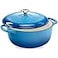 Best Choice Products 6 Quart Enamel CastIron Round Dutch Oven Family Style HeavyDuty PreSeasoned Cookware for Home Kitchen Dining Room Oven Safe wLid Dual Handles Blue