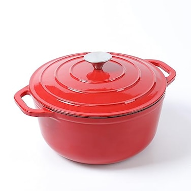 HAWOK 5 qt Enameled Cast Iron Dutch Oven Dia 996 inch with Lid Red