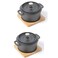 HAWOK Cast Iron Sauce pan with Lid 270ml913oz108cups Mini Dutch Oven Black Set of 2