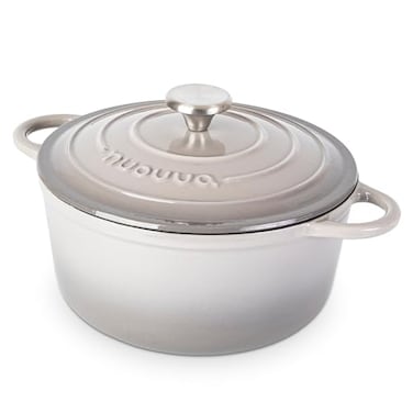 nuovva Cast Iron Pot with LidNonStick Ovenproof Enamelled Casserole Pot Oven Safe up to 500 FSturdy Dutch Oven Cookware Grey 5Quart 24cmby Nuovva