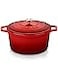 vancasso Enameled Cast Iron Dutch Oven 75 QT Dutch Oven Pot with Lid Round Enamel Dutch Oven for Bread Baking Non Stick Enamel Coating Pots Body Cast Iron Red