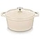 vancasso Cast Iron Dutch Oven 6 QT Round Pot with Lid and Dual Handles Non Stick Enamel Coating for Bread Baking White