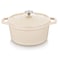 vancasso Cast Iron Dutch Oven 6 QT Round Pot with Lid and Dual Handles Non Stick Enamel Coating for Bread Baking White