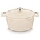 vancasso Cast Iron Dutch Oven 6 QT Round Pot with Lid and Dual Handles Non Stick Enamel Coating for Bread Baking White