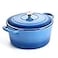 P&P CHEF PP CHEF 6QT Enameled Dutch Oven Cast Iron Dutch Oven Pot with Lid for Bread Baking Enameled Casserole Pot for Roasting Braising Stewing Frying Simmering Various Stoves Easy Clean Blue