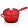 Leonyo 1 Quart Saucepan with Lid Enameled Cast Iron Sauce Pan with Lid Small Enamel Cast Iron Dutch Oven Kitchen Cookware for All Cooktops Cooking Pasta Soup Milk Up to 500F 44Lbs Red