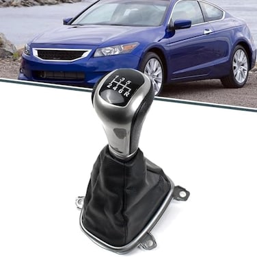 CHELANGHU 6 Speed Manual Gear Shift Knob with Dust Boot Cover for 2008 2009 2010 2011 2012 2013 Honda Accord Coupe for 20082013 Accord Coupe Gear Shifter Knob with Bracket Base