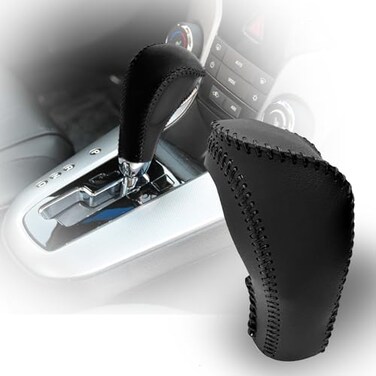 LANZMYAN HandStitched Gear Shift Knob Cover Compatible with ChevroletChevy Auto Car Premium Leather Protective Cover Decoration for Cruze 20112015Automatic Internal AccessoriesBlack Thread