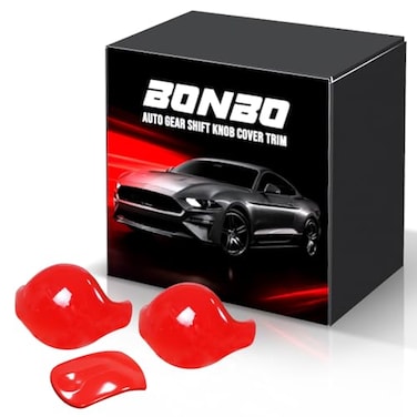 Bonbo for Mustang Auto Gear Shift Knob Cover Trim Interior Trim Accessories Compatible with Ford Mustang 20152024 Red